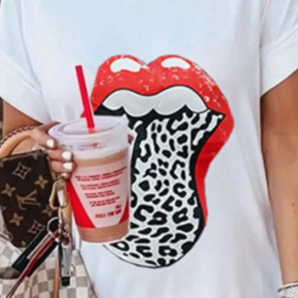 LIPS NEW WOMENS TEE TSHIRT DRESS BEACH TOP TOPS SUMMER CASUAL SHIRTS SIZE M L - Picture 3 of 4